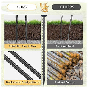 Generic Rebar Stakes with black baking paint finish resists rust outdoors