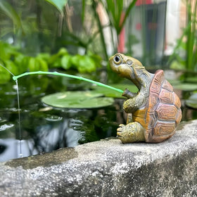 Generic turtle fishing statue adds whimsical garden decor for outdoor spaces.