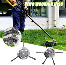 Clear weeds near concrete using a steel wire head for resilient performance.