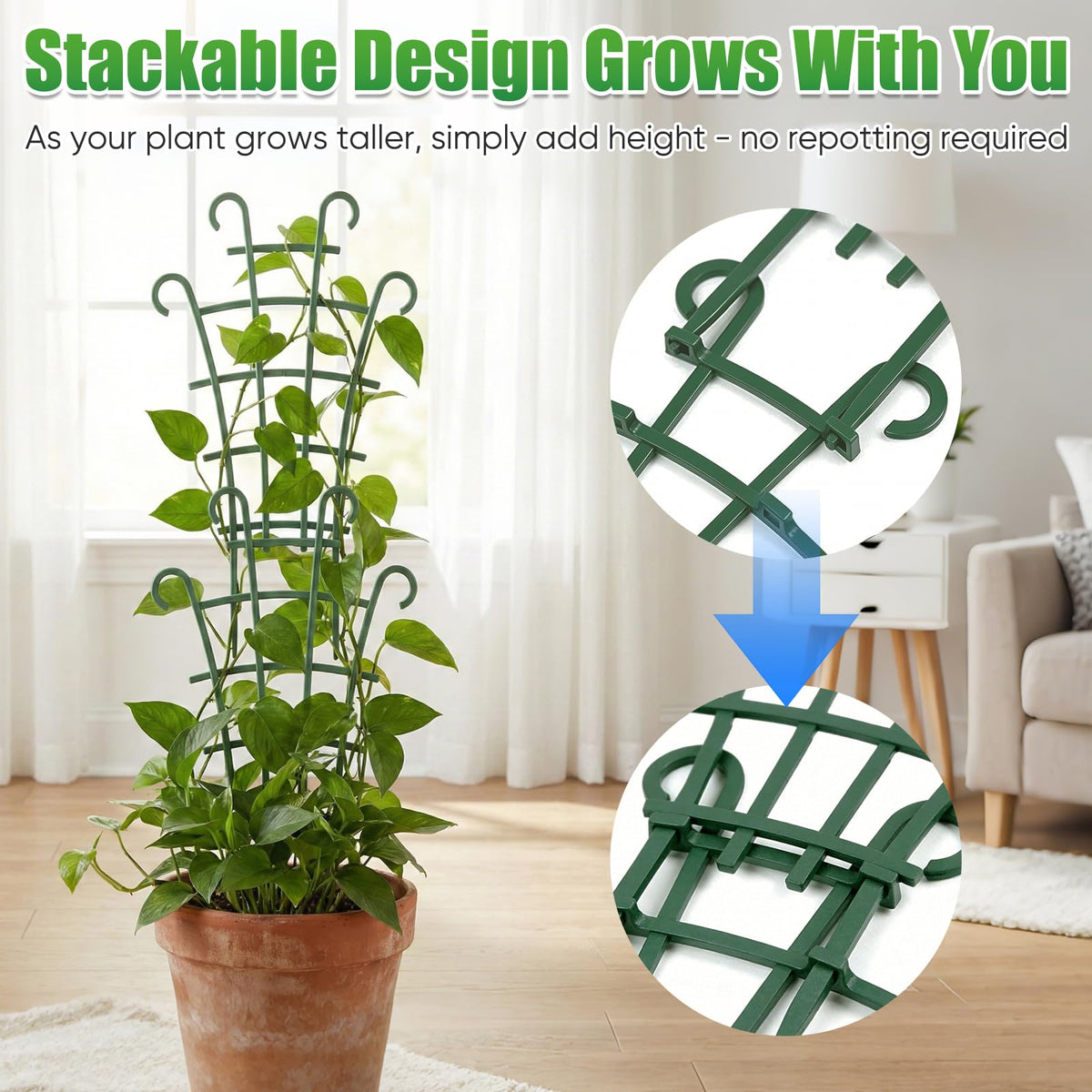 Generic 10in length trellis fits most potted plants.