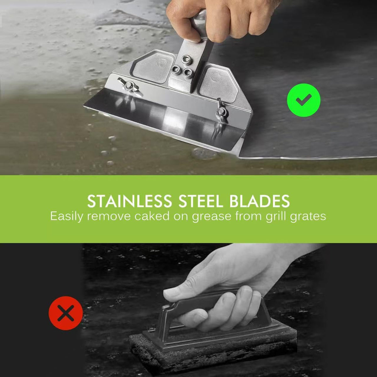 Generic dishwasher-safe scraper blade pack enables easy maintenance with minimal effort after cooking