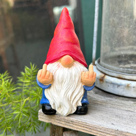 Generic Double Bird Gnome for outdoor spaces, perfect gag accent for patios.