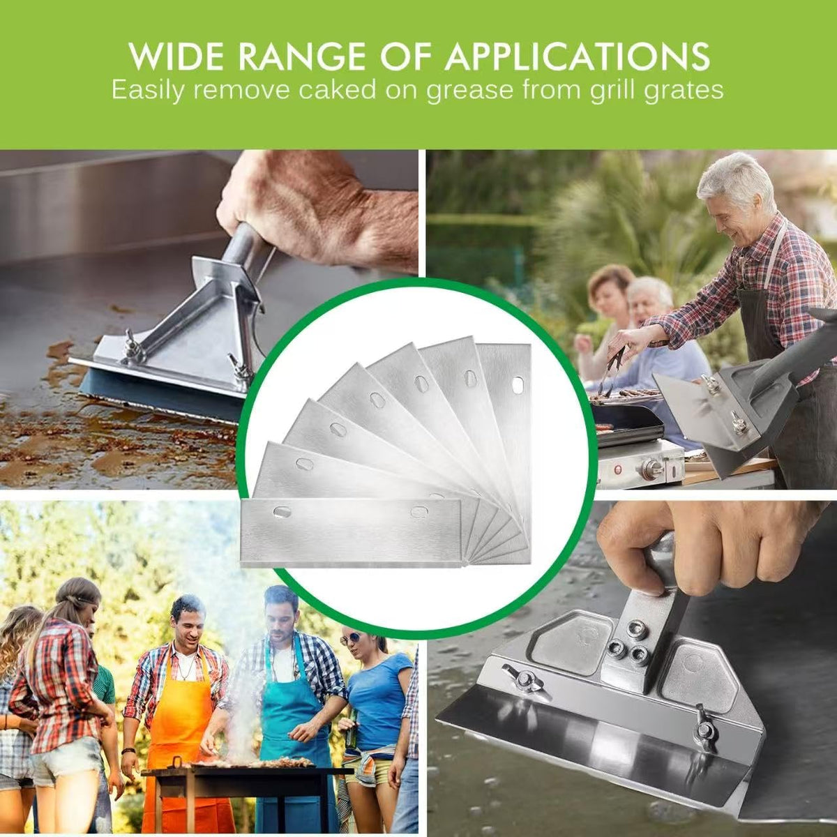 Generic durable grill scraper blade replacement for long-lasting performance on multiple outdoor cooking surfaces