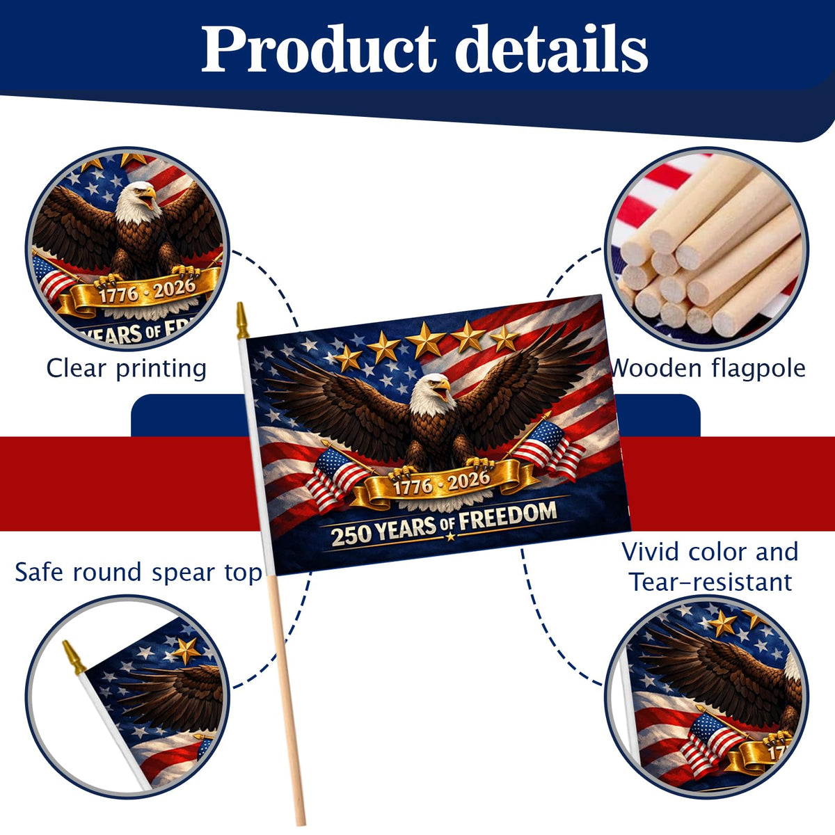 Generic durable mini flags for outdoor use with vibrant color.