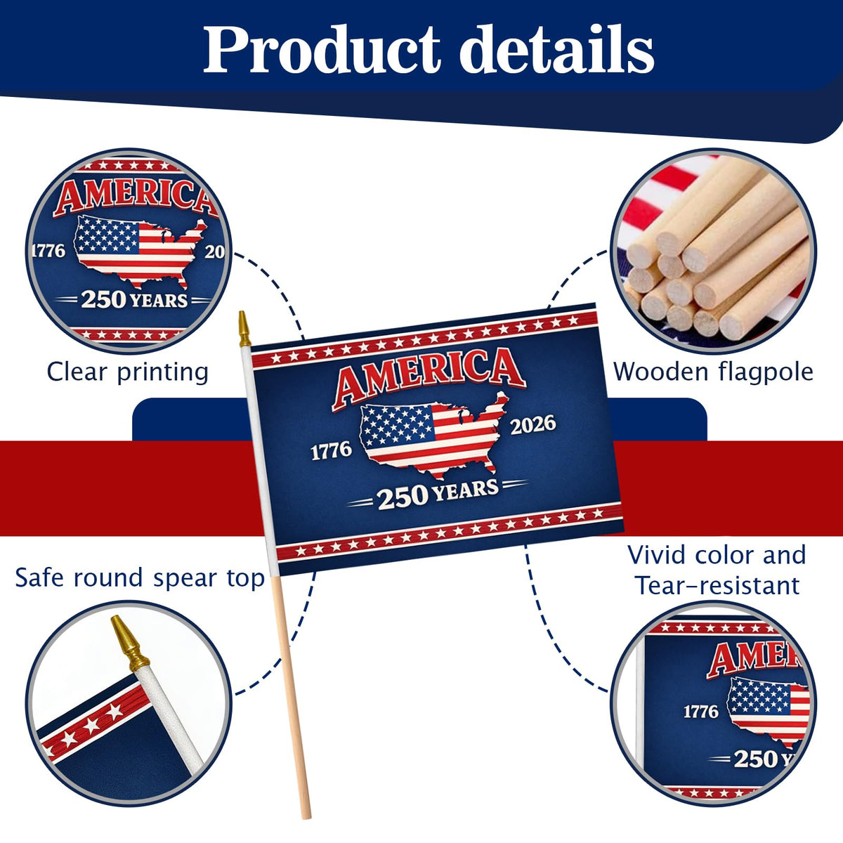 Generic durable small flag sticks for repeated outdoor use