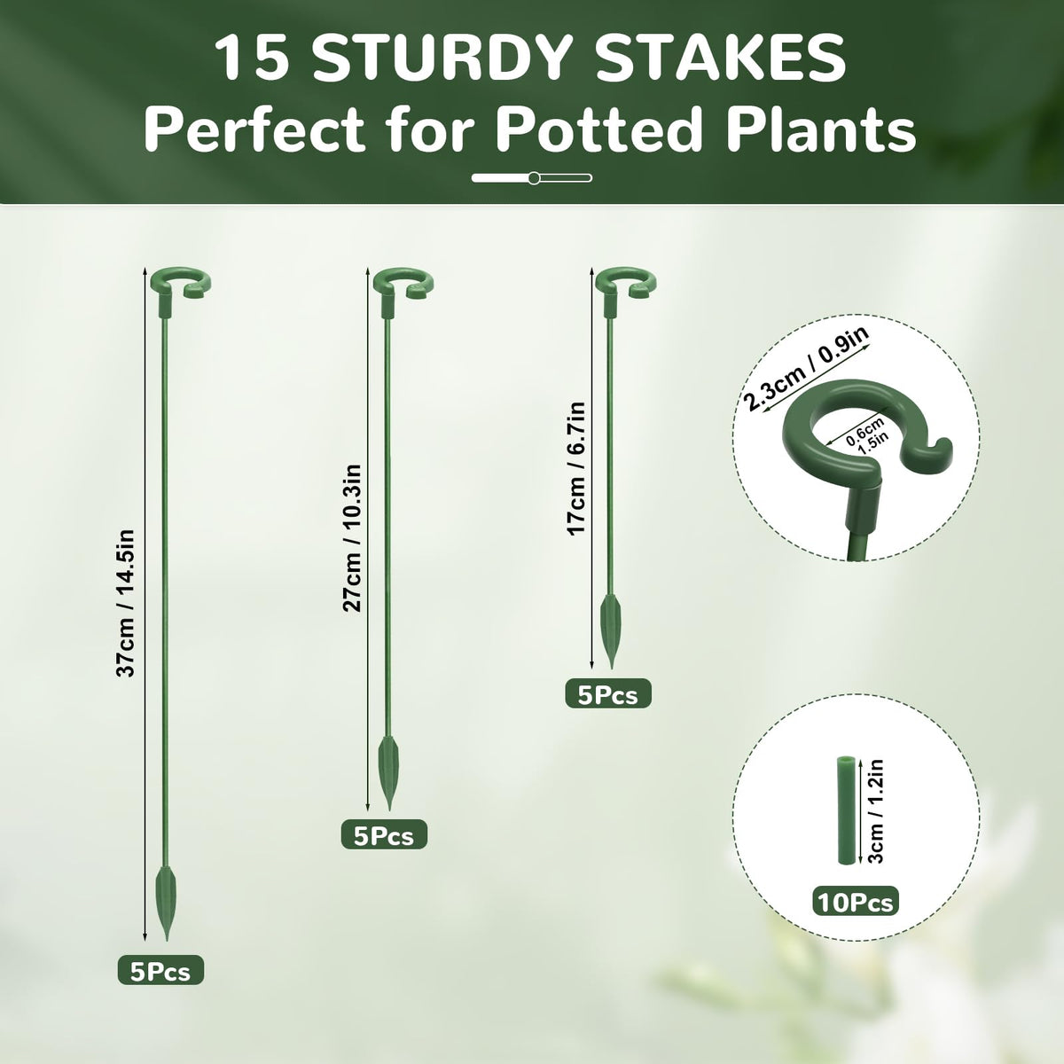 Generic durable stakes suitable for indoor pots and outdoor garden beds