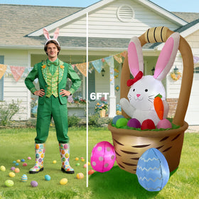 Generic Easter inflatable includes ground stakes and sandbags for stable outdoor setup.