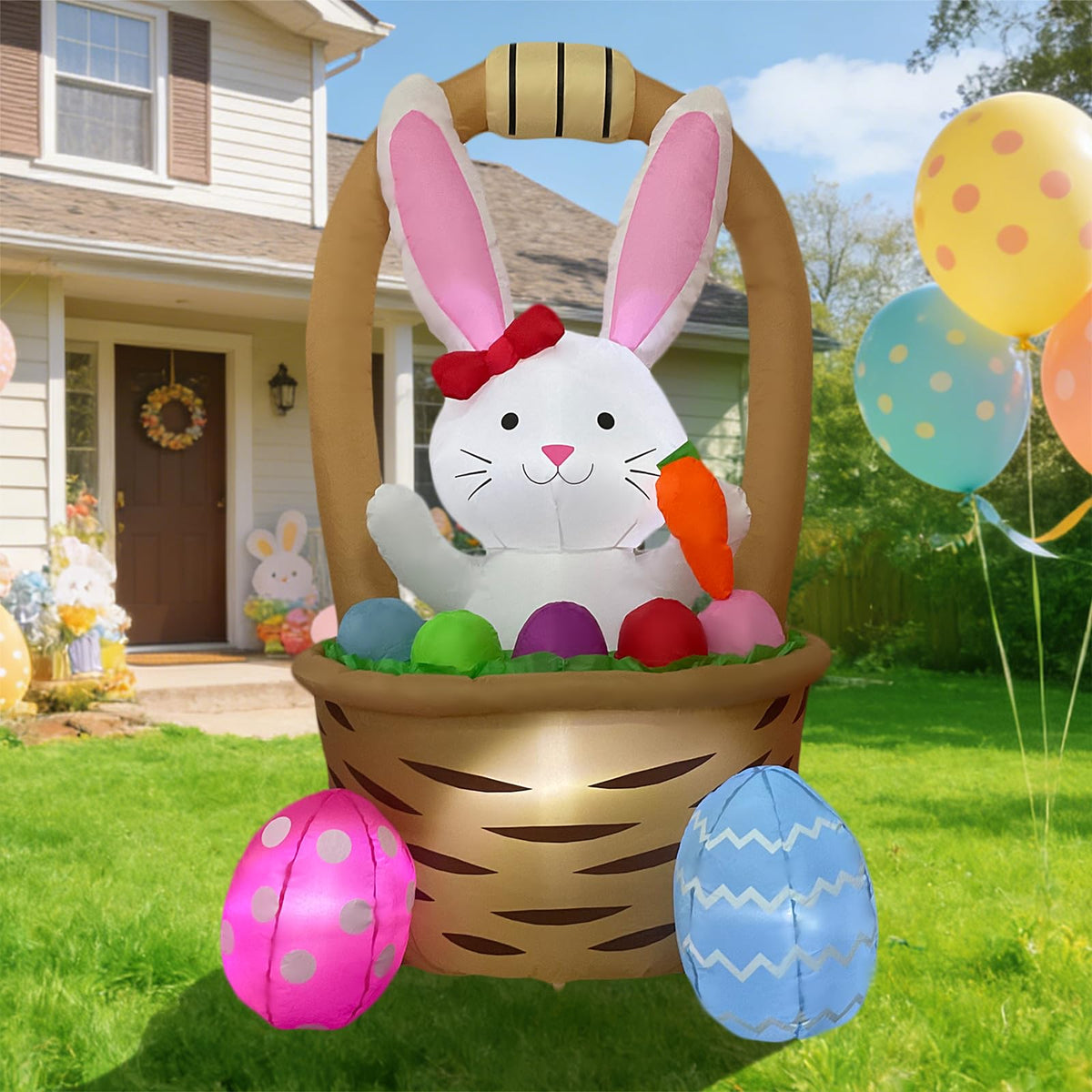 Generic Easter inflatable with built-in LED lights for evening display.
