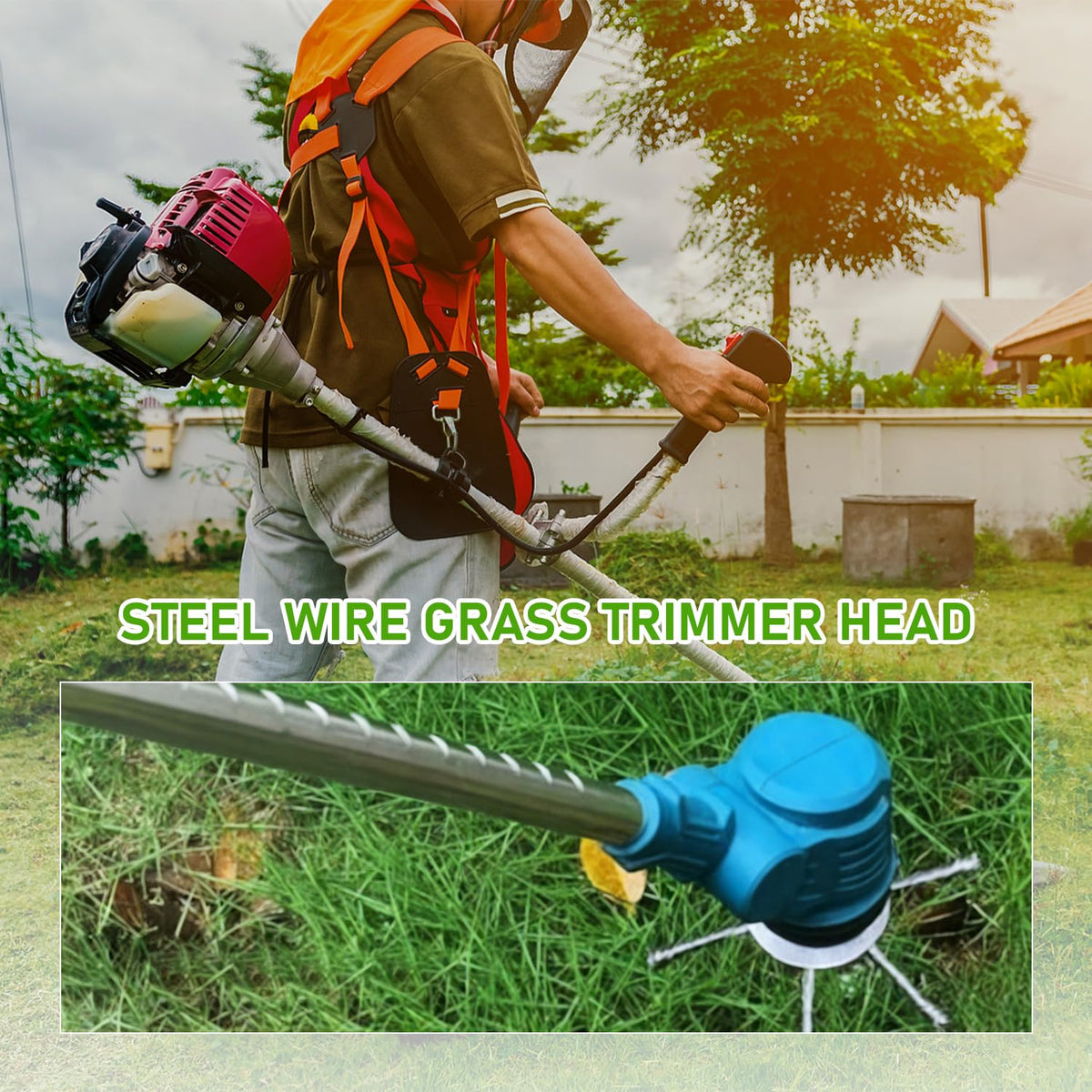 Edge and driveway clean-up with the wire head for neat borders.