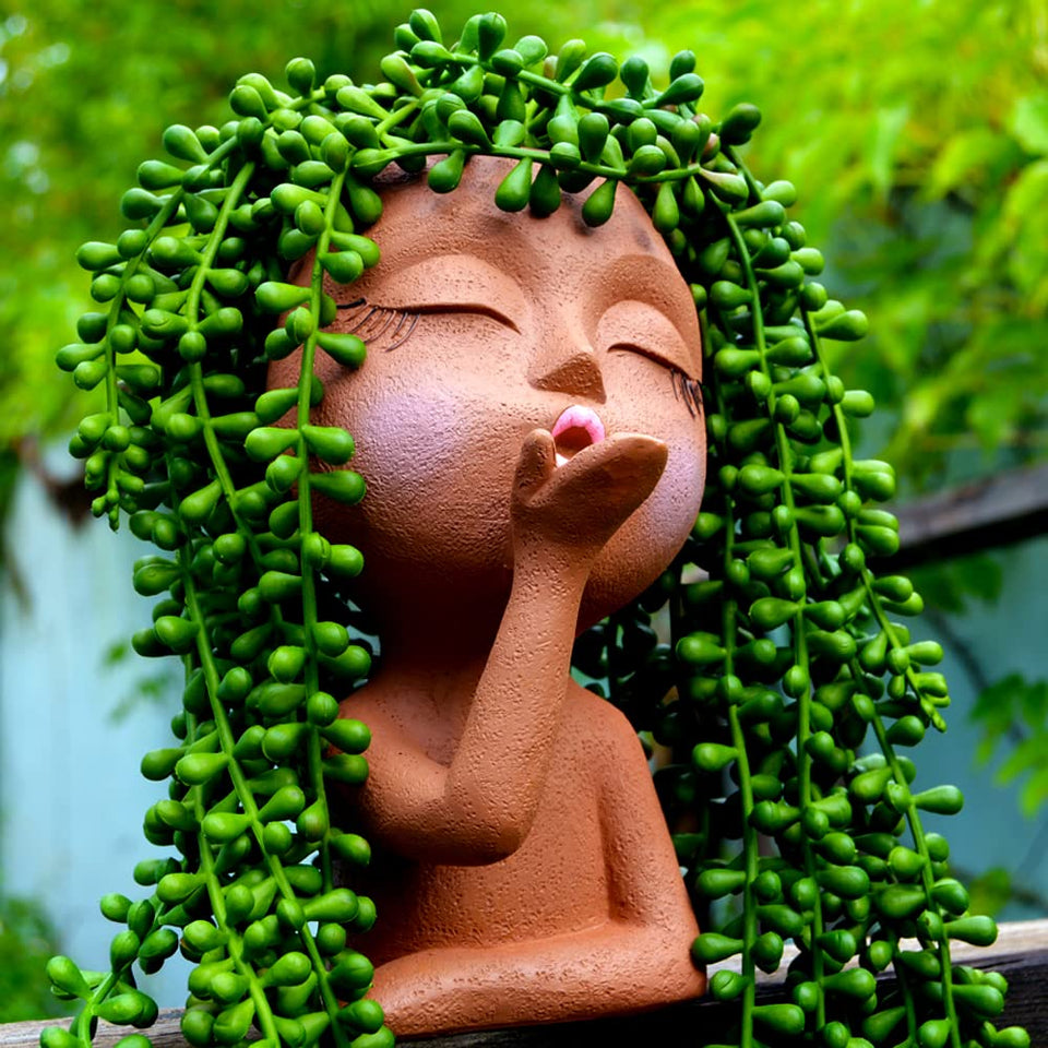 Generic Face Planter front view, ideal for indoor decor with a cute head design