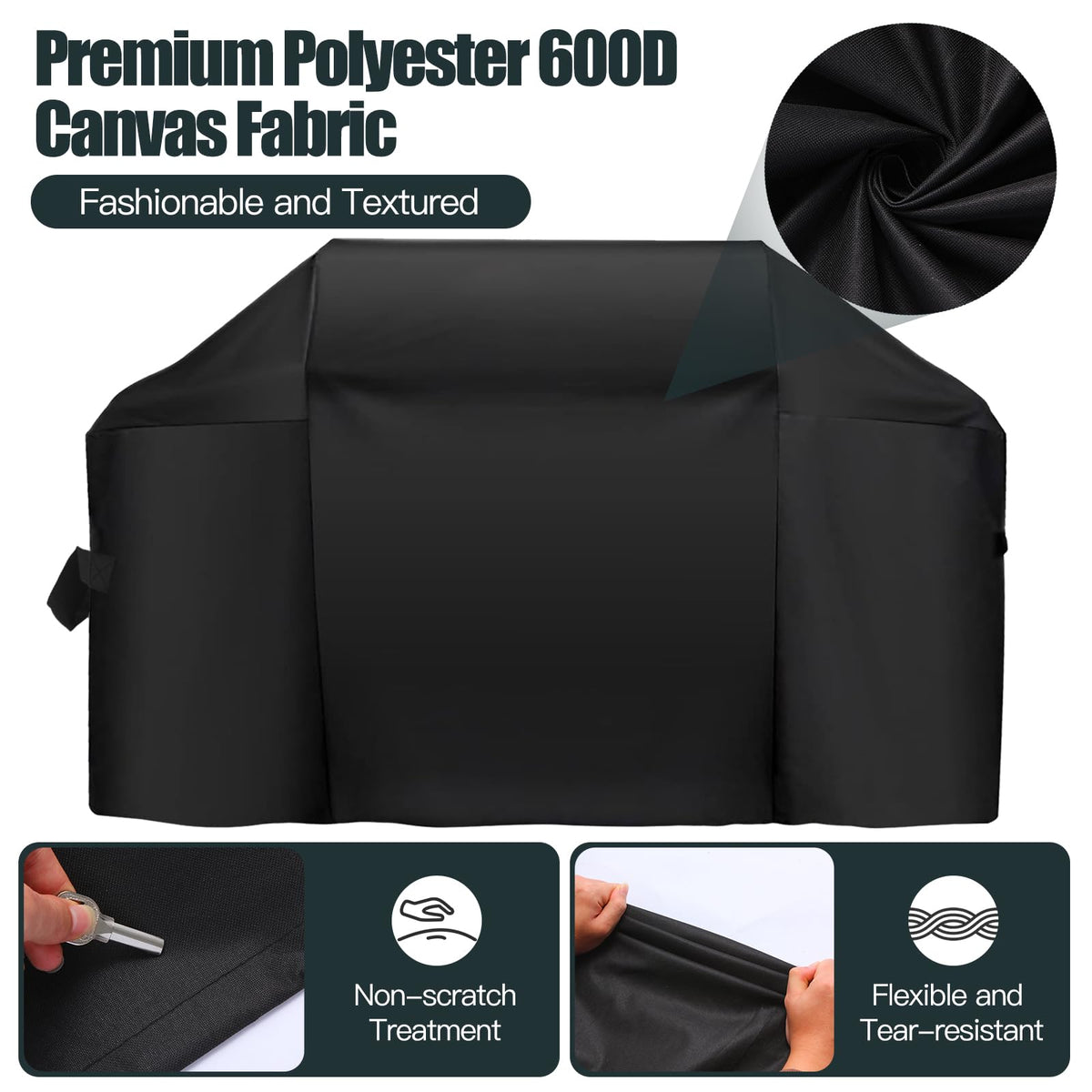 Fade-resistant Oxford cloth keeps the grill cover looking new over seasons