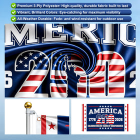 Generic flag features a three-layer composite construction for lasting vivid colors.