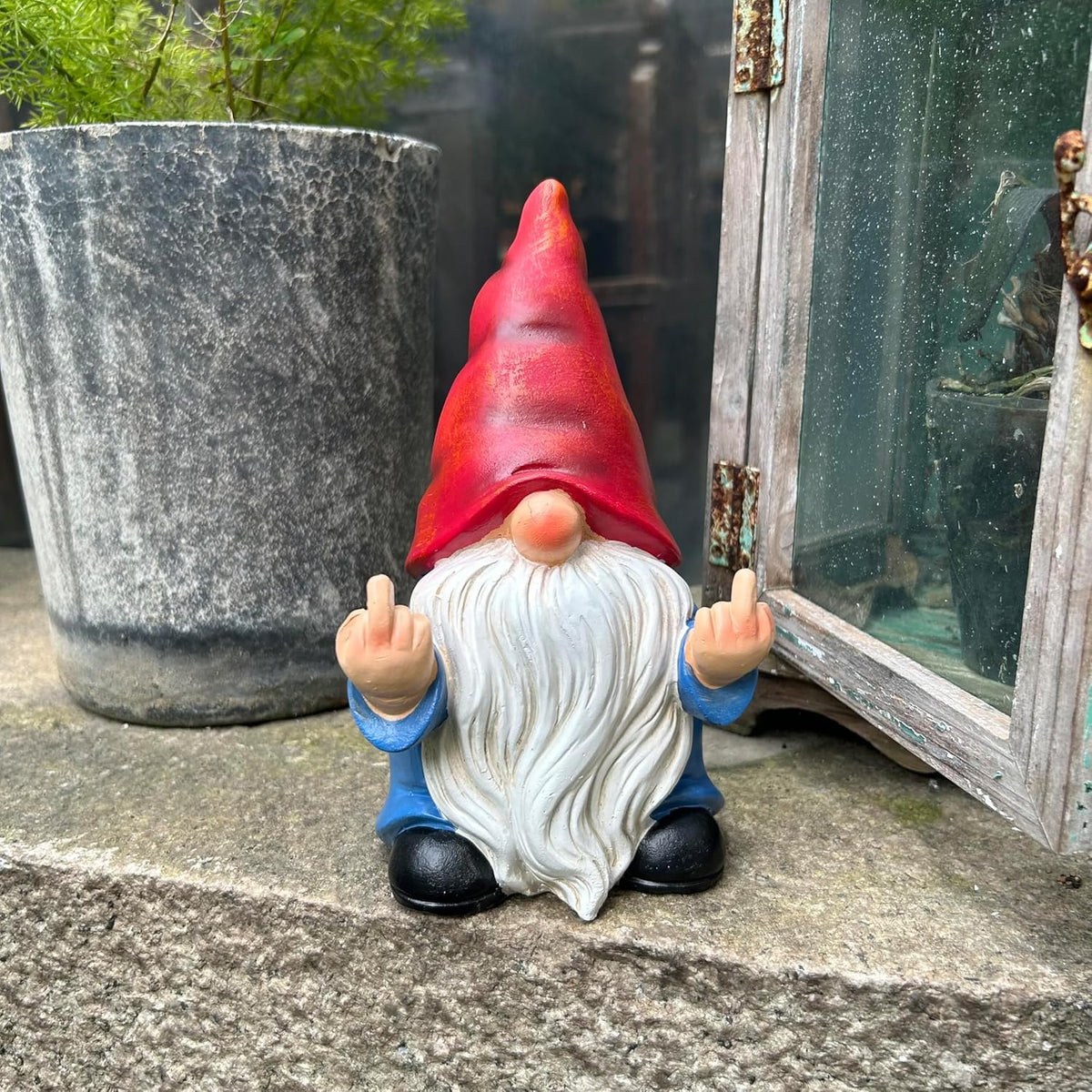 Generic funny gag gift gnome perfect for porch or desk decor.