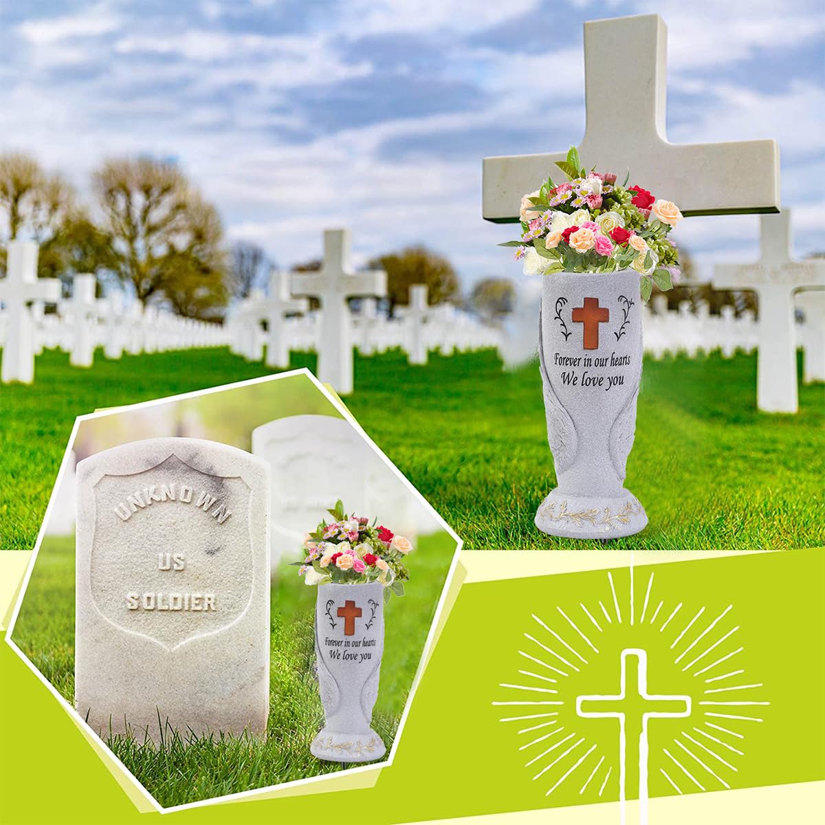 Generic garden cemetery decoration suitable for graves, gardens, or lawns