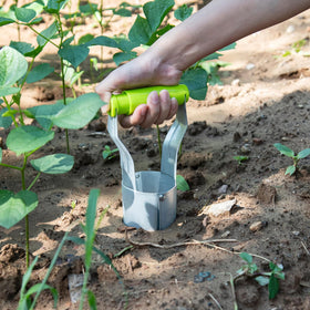 Compact version supports easy one-handed planting sessions.