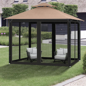 Generic Gazebo netting middle zipper closeup highlights convenient dual-entry access