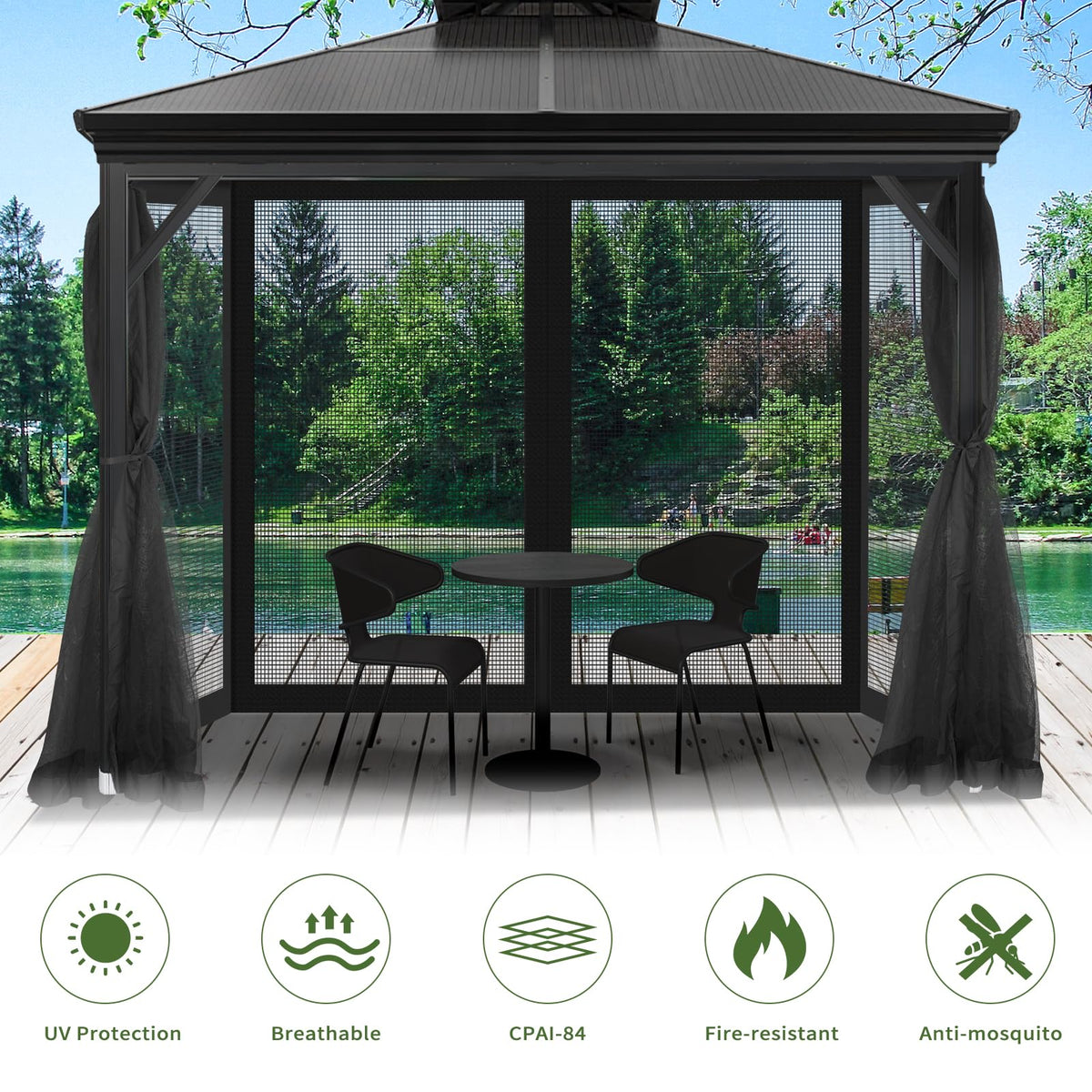 Generic Gazebo netting four-panel layout with simple attachment points