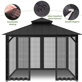 Generic Gazebo netting in packaging demonstrates portability and space-saving design
