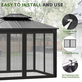 Generic Gazebo netting hooks and rings enable quick tool-free setup