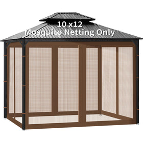 Generic Gazebo universal mosquito netting four-panel with zipper for easy entry and bug protection