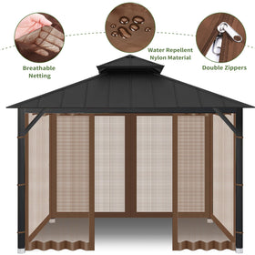 Generic Gazebo installation hooks and rings simplify setup