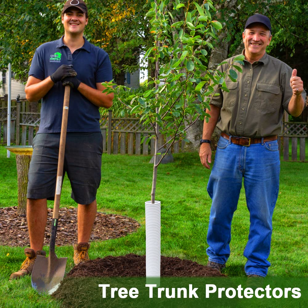 Generic guards shield trunks from mowers and weed whackers during yard work.