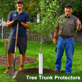 Generic guards shield trunks from mowers and weed whackers during yard work.