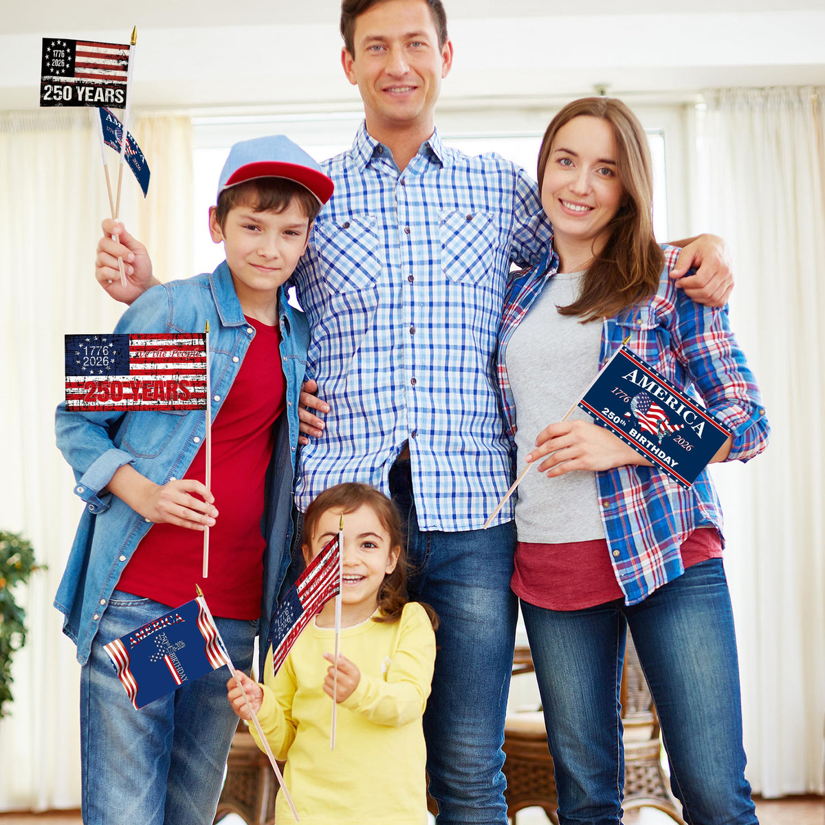 Generic handheld flag for 4th of July parades and decor