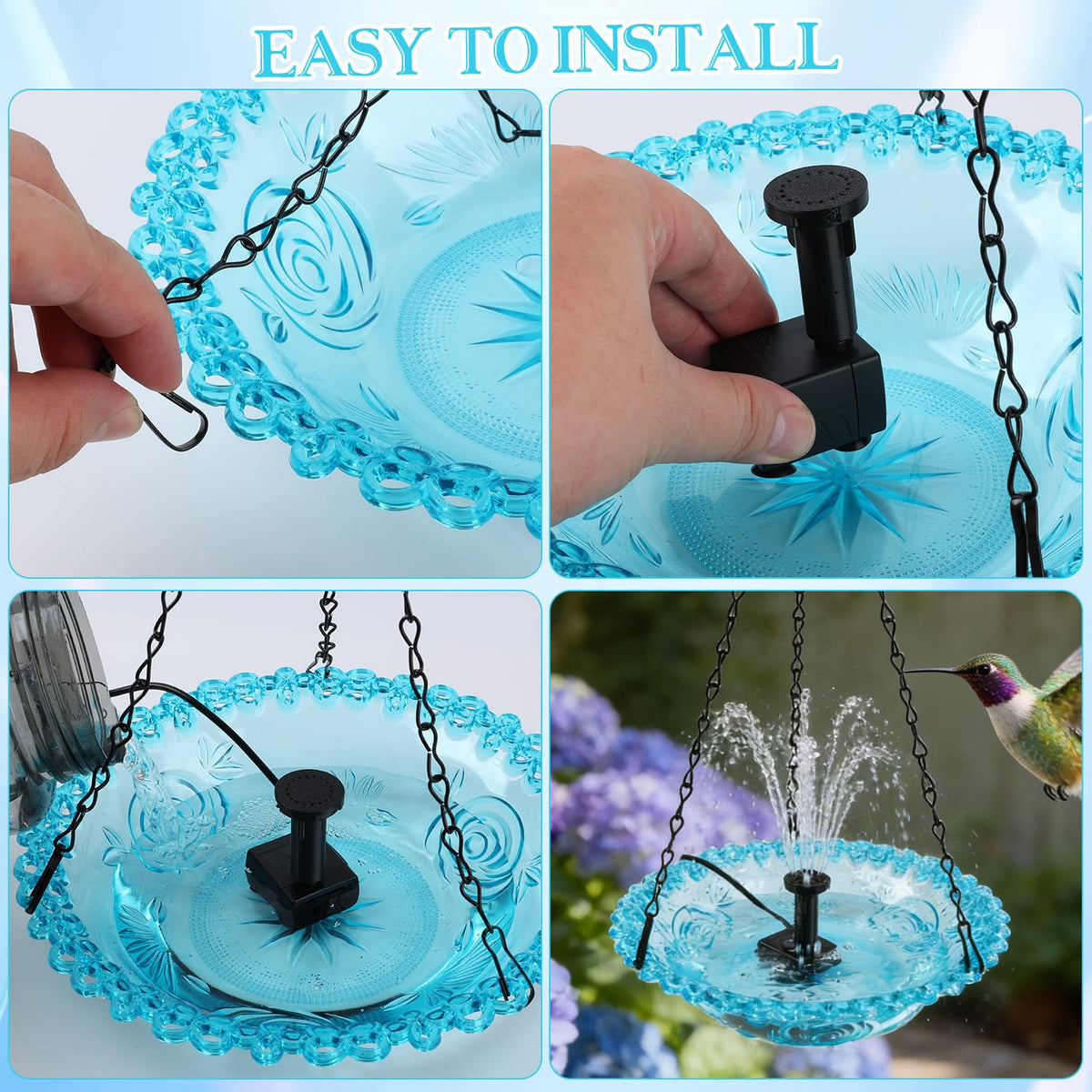 Generic Hanging Bird Bath Fountain garden setup for patios and courtyards
