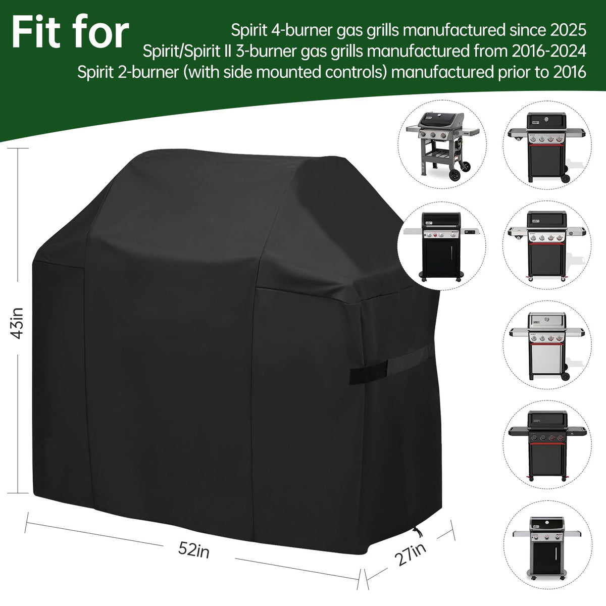 Close-up of durable 600D polyester fabric on Generic grill cover