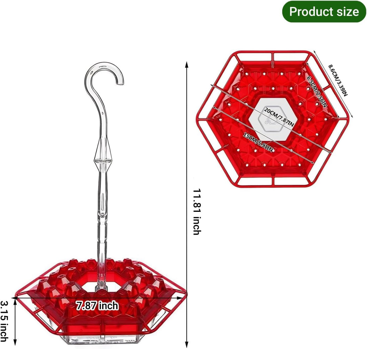 Generic Hummingbird Feeder ant moat helps keep nectar clean.