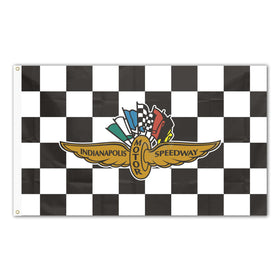 Generic Indiana-Polis flag checkered pattern on durable polyester for outdoor use.