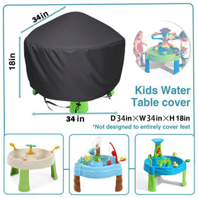 Generic kids water table cover side view shows wind-secure buckle and rope