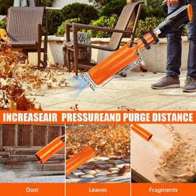 Generic Leaf Blower Air Booster in use with a 2-4in nozzle boosts performance.