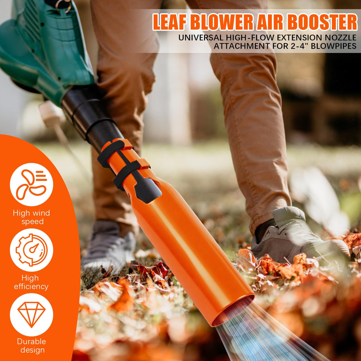 Generic Leaf Blower Air Booster side view highlighting ergonomic design.