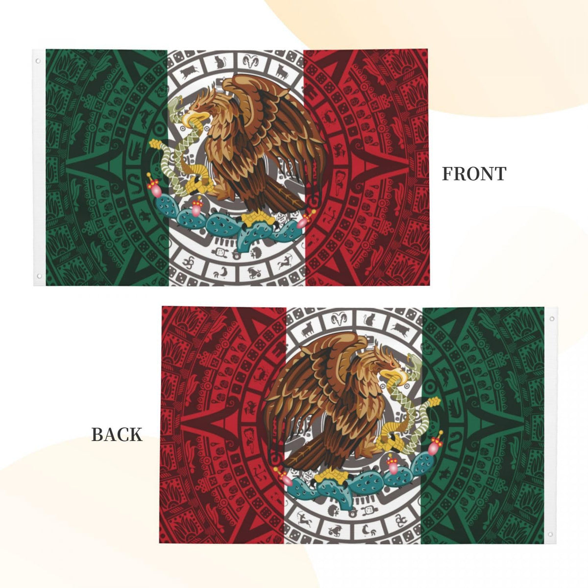 Generic Mexican Flag 3x5ft brass grommets for secure mounting