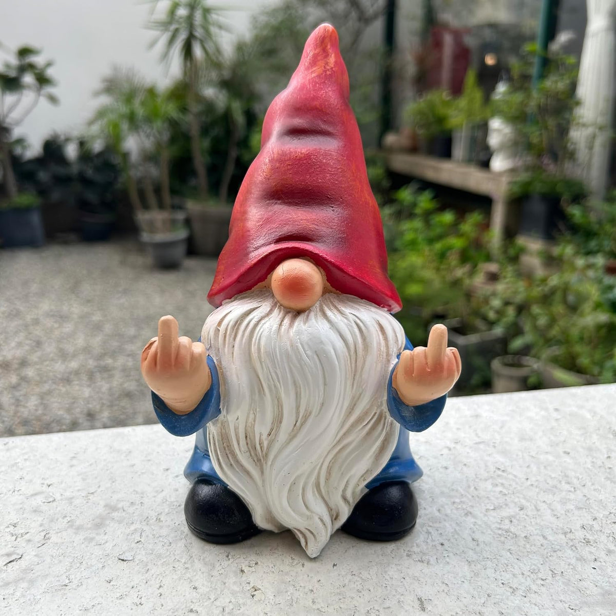 Generic middle finger gnome 7.8in statue for lawn with playful curb appeal.