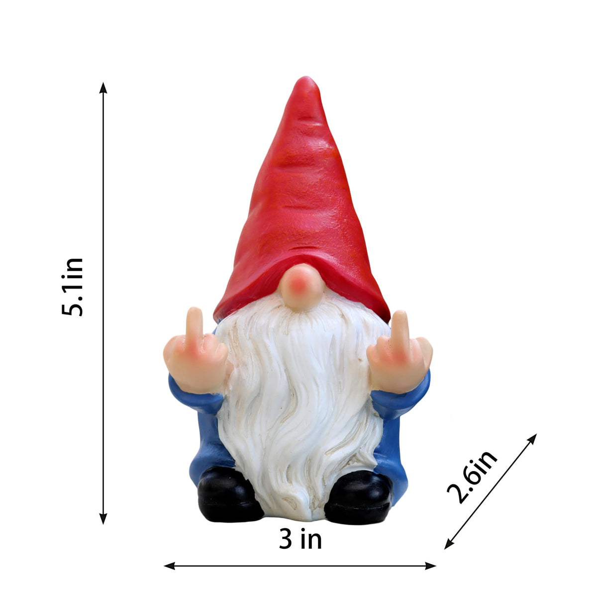 Generic Middle Finger Gnome Mini 5-1in side view for bold yard statement.