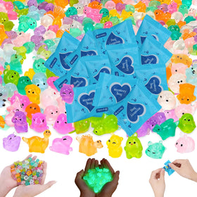 Generic mini glow animal bag closeup showing colorful glow details for display