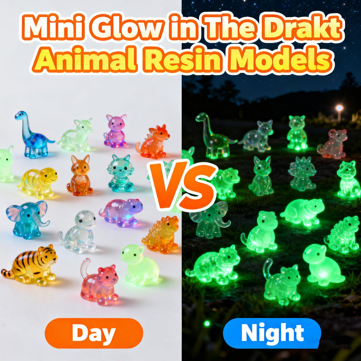 Generic glow-in-the-dark resin animal for DIY micro landscapes and desk decor.