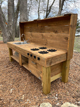 Generic Mud Kitchen Burners feature attachment holes for easy mounting on wooden mud kitchens.