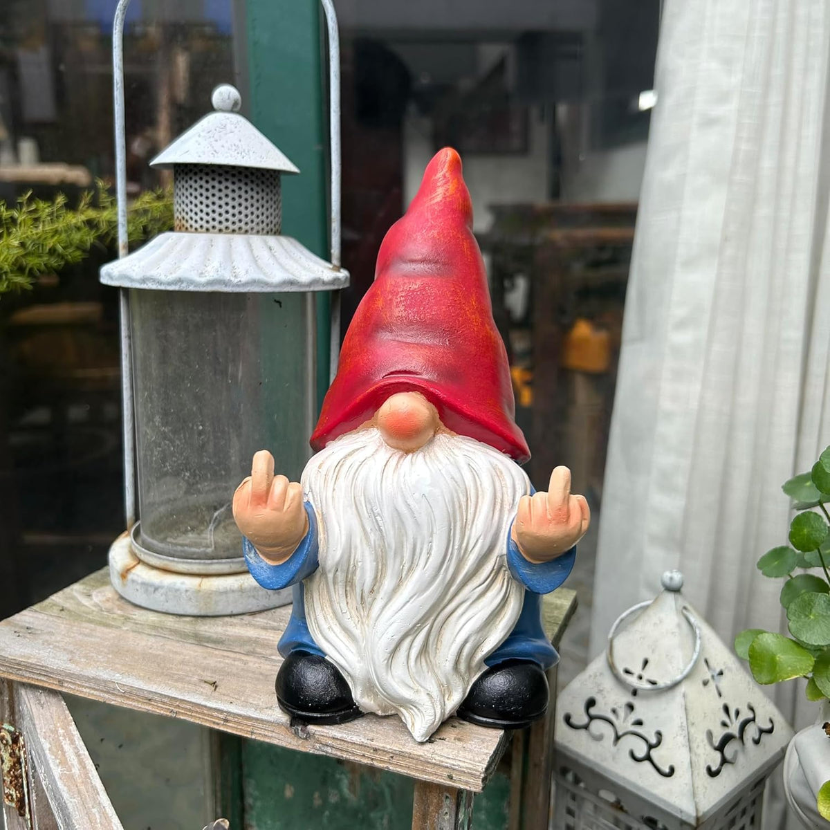 Generic naughty gnome garden decor front view adds cheeky outdoor whimsy.
