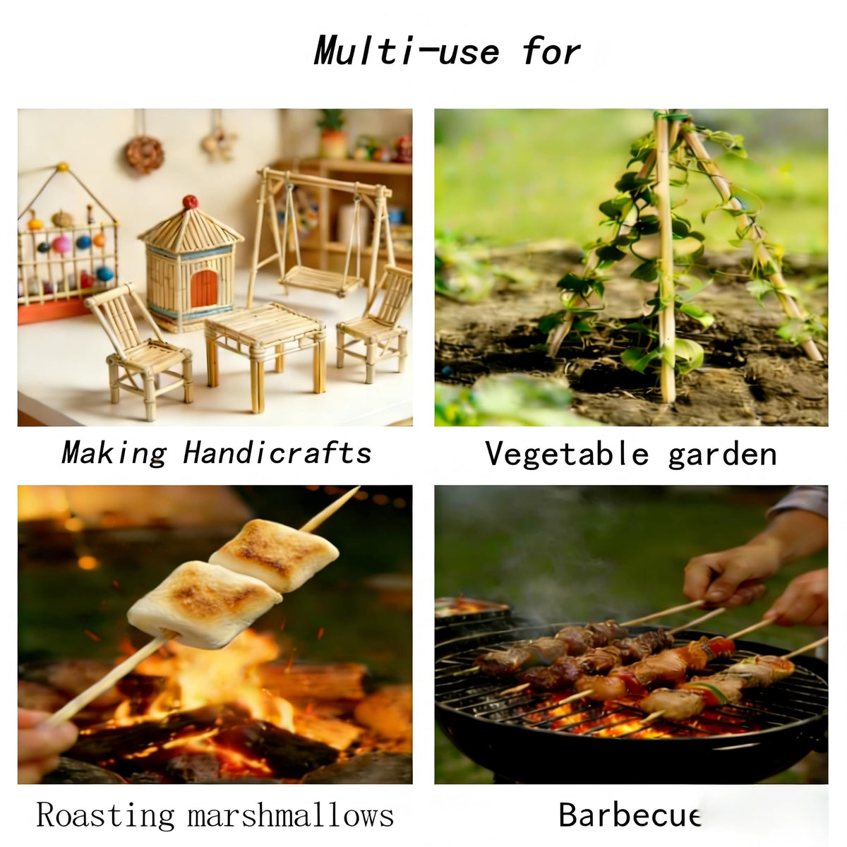 Generic outdoor-ready skewers suitable for camping and fire pits