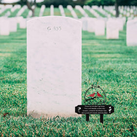 Generic Outdoor Grave Marker in metal stands up to all seasons.