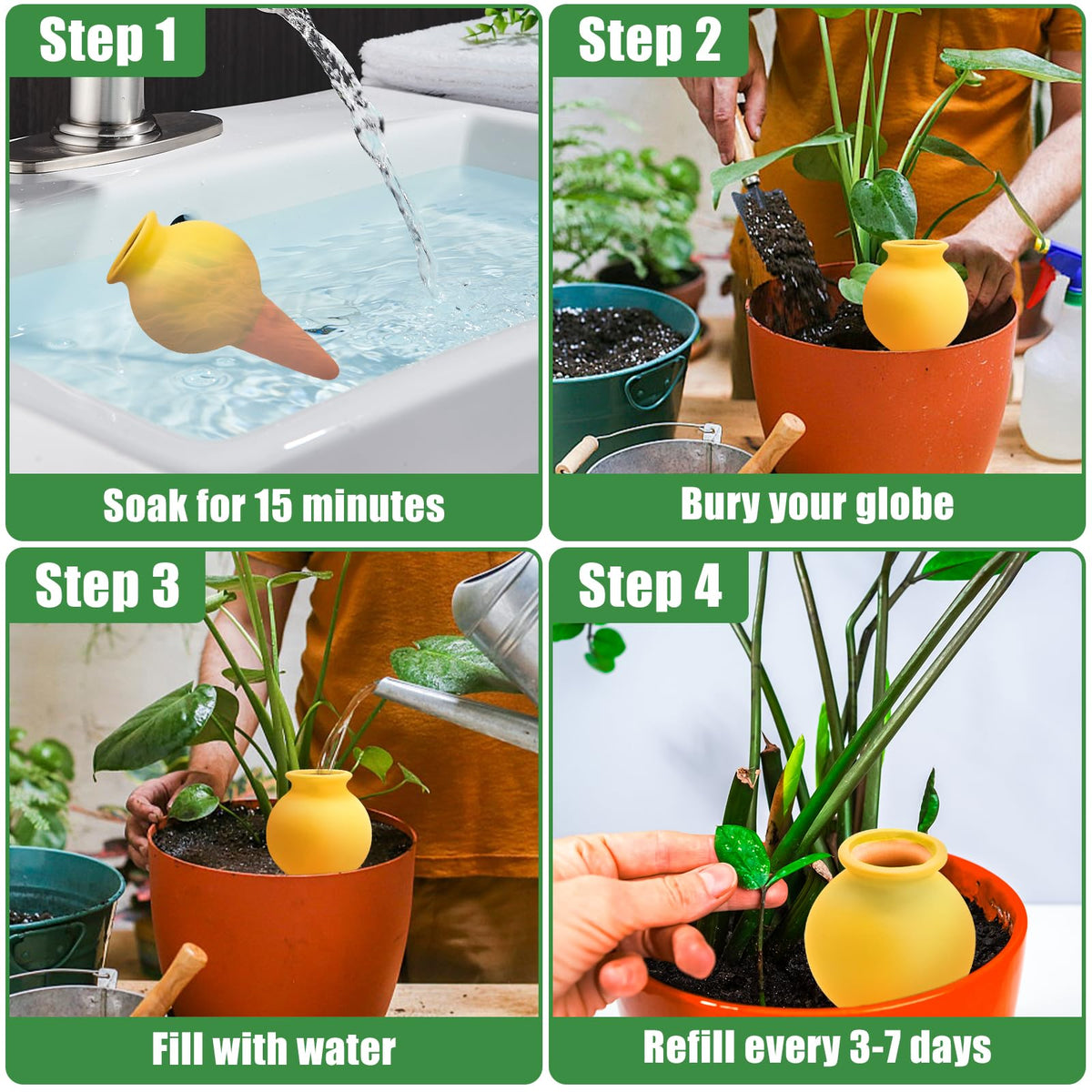 Generic pack of four terracotta spikes supports easy garden watering