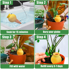 Generic pack of four terracotta spikes supports easy garden watering