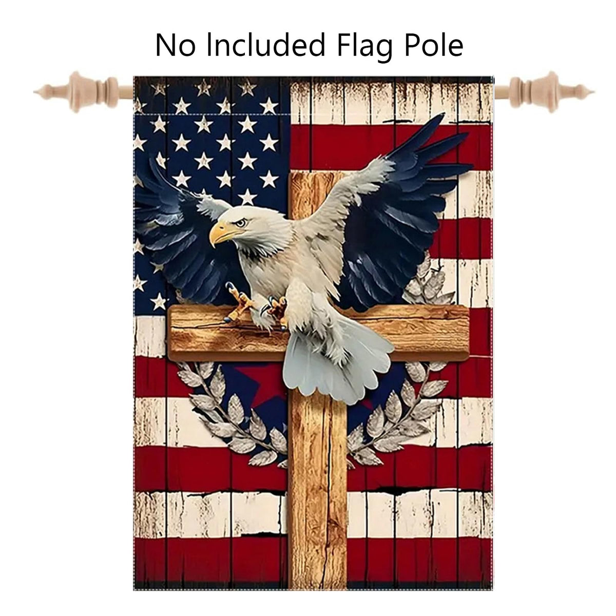 Generic flag shows eagle on both sides for visible yard appeal.