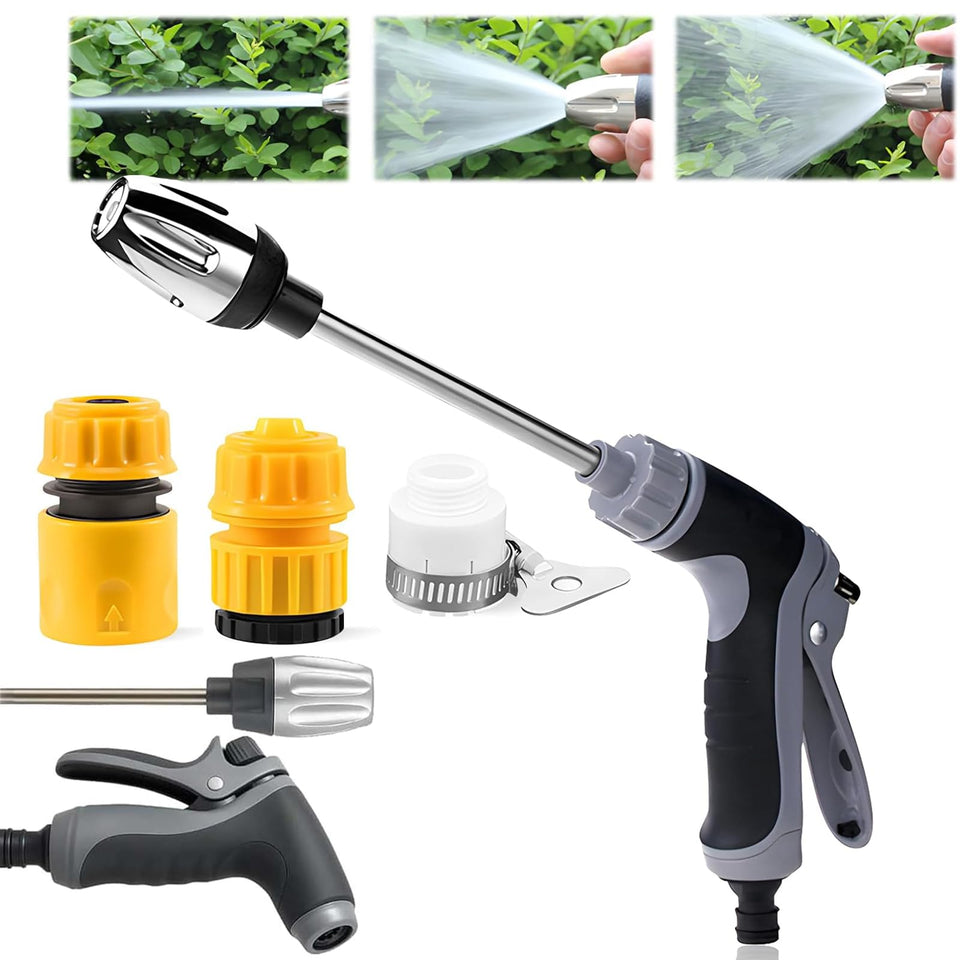 Generic pressure washer gun with 360° rotating head for thorough outdoor cleaning.
