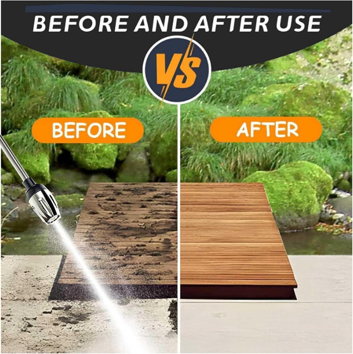 Generic three-spray-mode design supports versatile outdoor tasks.