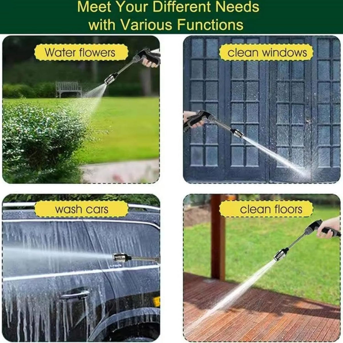 Generic pressure washer gun with universal connector fits standard hoses for easy setup.